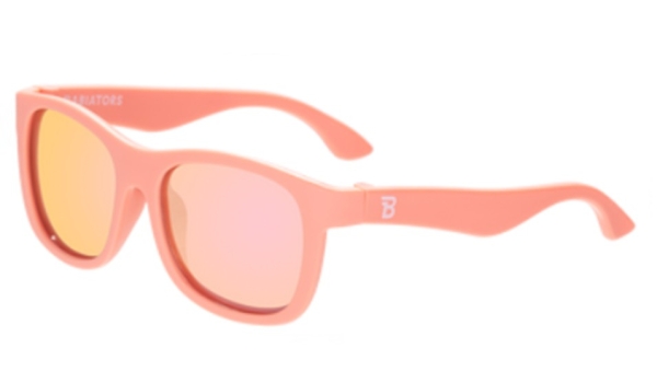 Babiators Polarizado Navigator: Perfectly Papaya | Peach Mirrored Lenses | 3-5 años
